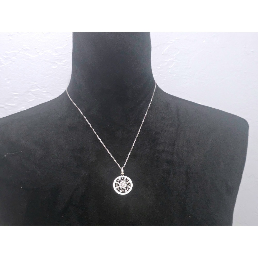 Avon Silver Tone Celestial Starburst Rhinestone Pendant Adjustable Necklace